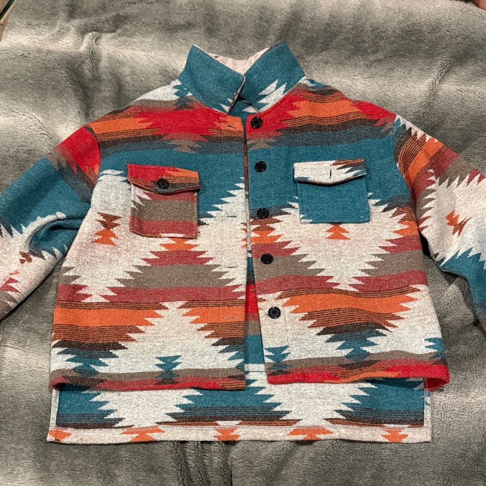 SHEIN Multicolor Geometric Kids Button Down Shirt